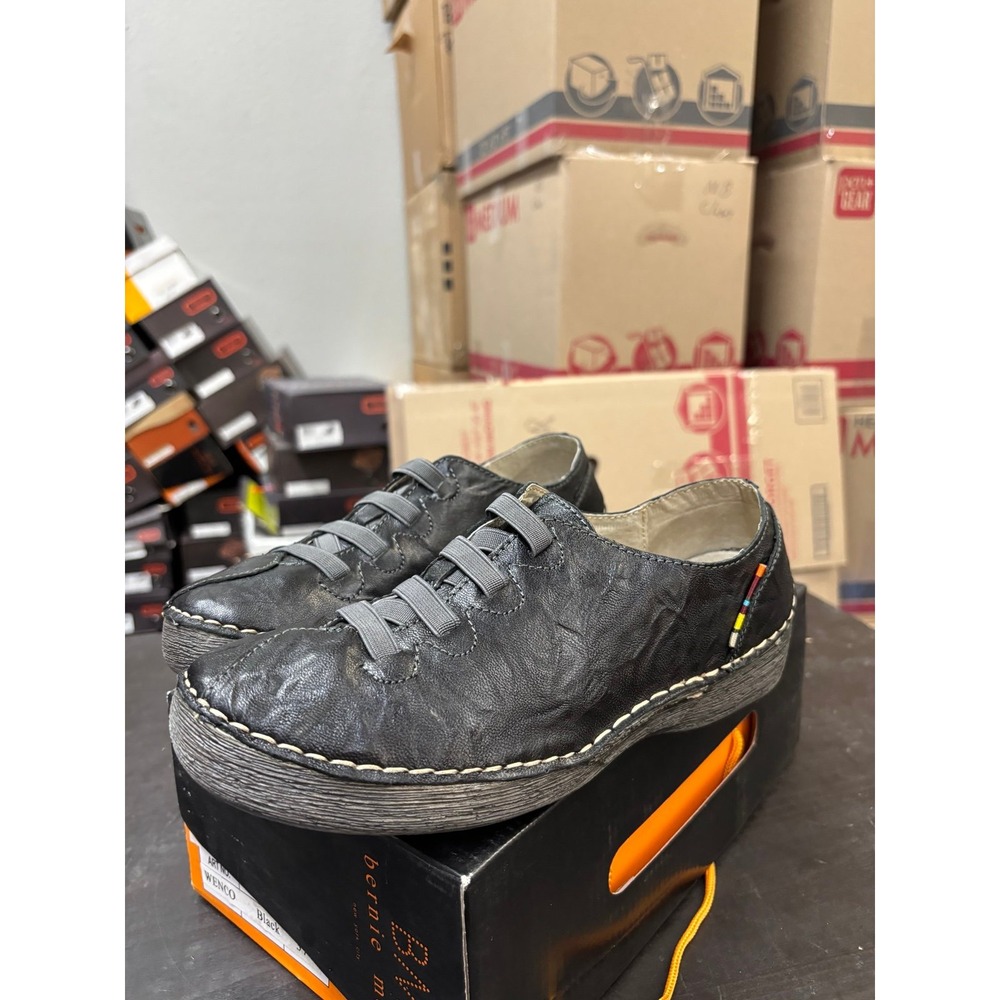 Bernie Mev Wenco Black Leather Comfort Oxford Shoes Size 37 US 6.5-7